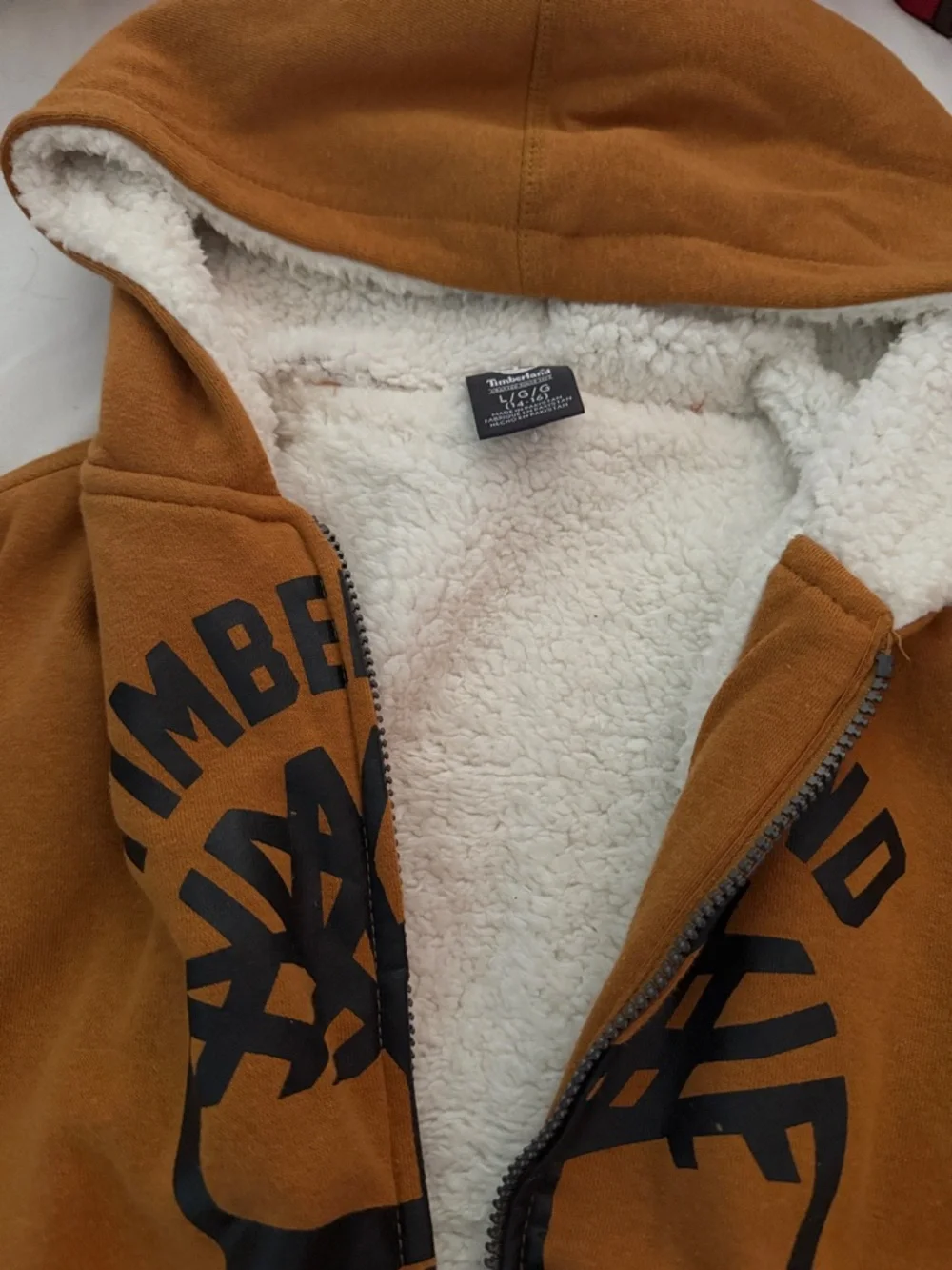 Timberland Cream Sherpa Jacket with Light Peach Detail